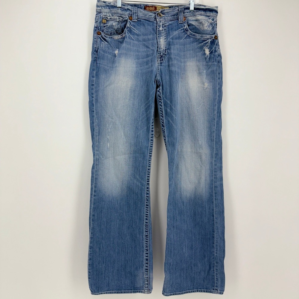 Big Star Voyager Relaxed Straight Leg Light‎ Wash Blue 38XL Buckle Exclusive
